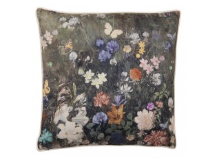 Polštář s motivem luční louky a motýly - 45*45 cm