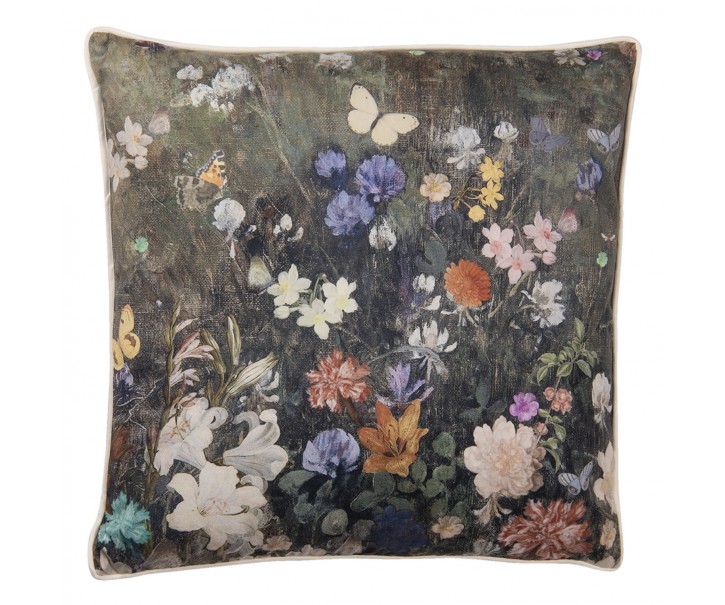 Polštář s motivem luční louky a motýly - 45*45 cm Clayre & Eef