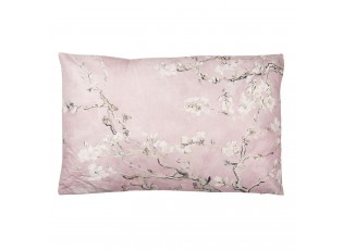 Světle růžový polštář s výplní a motivem větviček a drobných květů - 60*40 cm