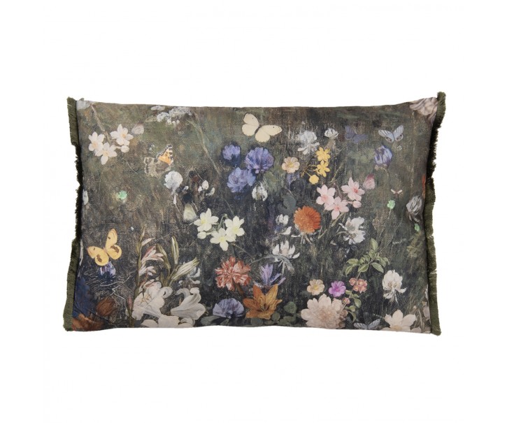 Vintage barevný polštář s květy a motýly - 60*40 cm Clayre & Eef