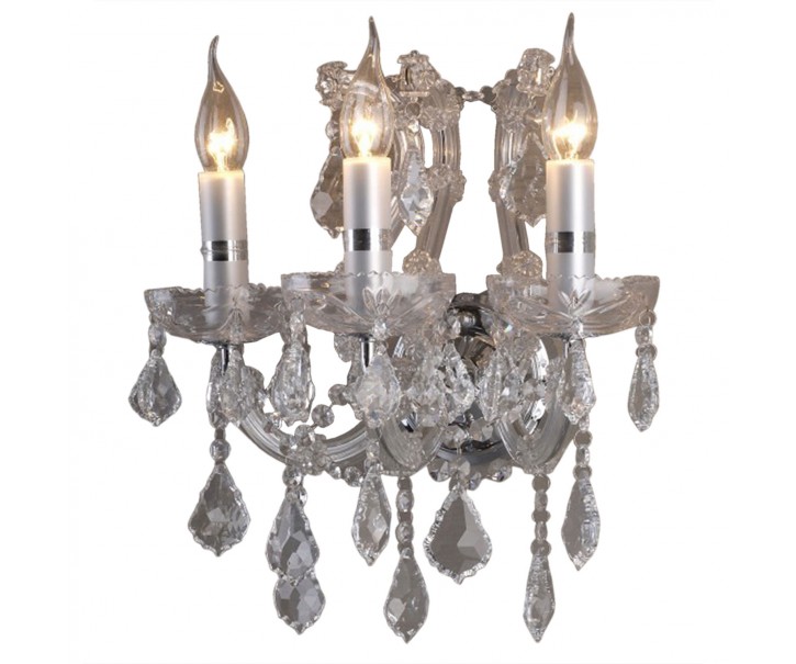 Nástěnná lampa z křišťálového skla - 35*21*40 cm E14/max 3*40W Clayre & Eef