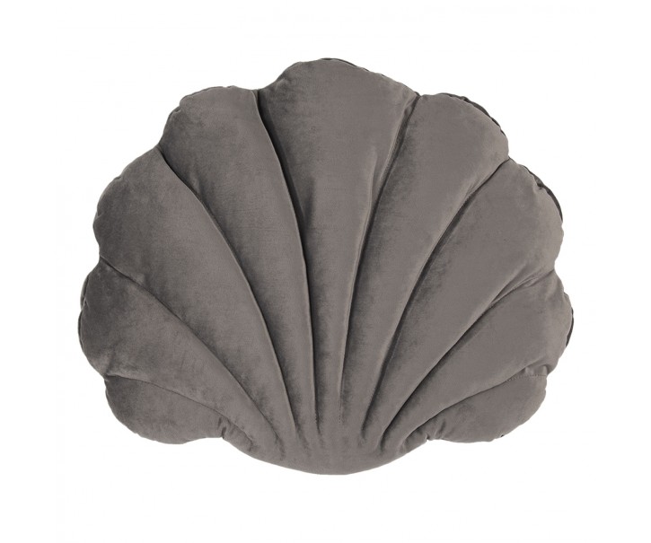 Šedý polštář ve tvaru mušle Frona - 38*48 cm Clayre & Eef