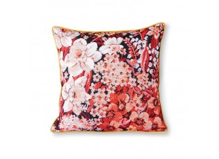 Květinový korálovo okrový polštář Floral - 50*50cm