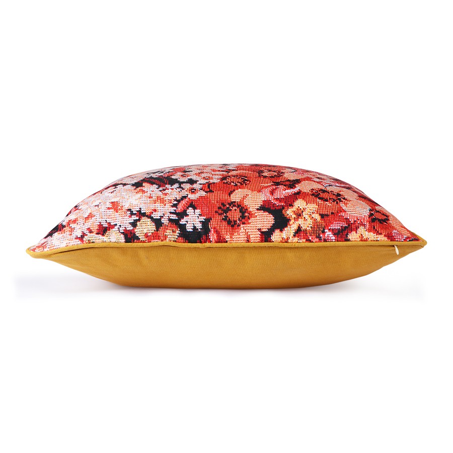 Květinový korálovo okrový polštář Floral - 50*50cm HKLIVING Květinový korálovo okrový polštář Floral - 50*50cm HKLIVING