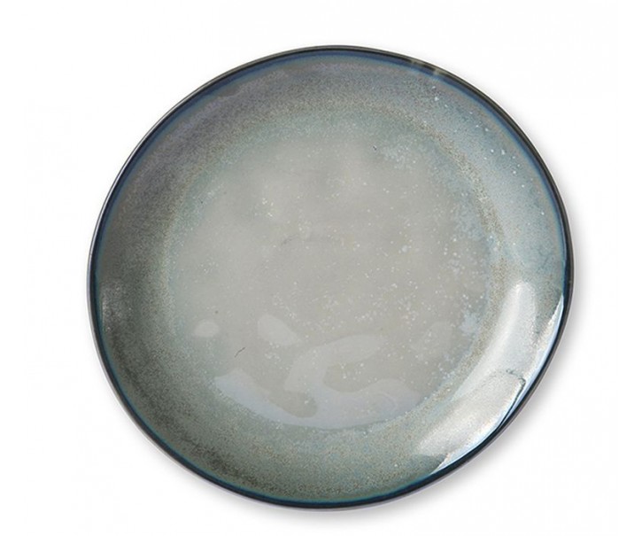 Tyrkysovo šedý ručně tvarovaný dezertní talíř Home Chef - 20*19*2,3cm HKLIVING