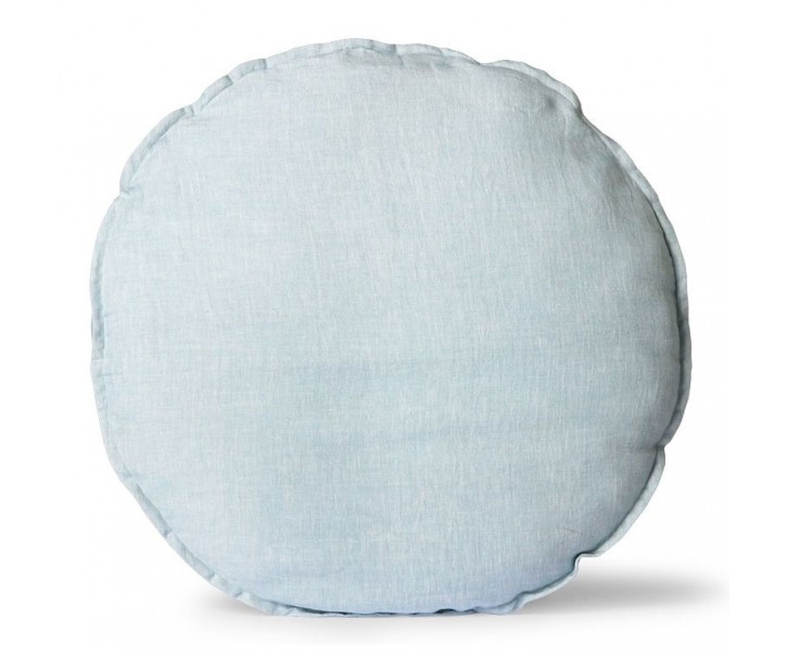 Modrý lněný kulatý podsedák Ice Blue - Ø 60 *5cm HKLIVING