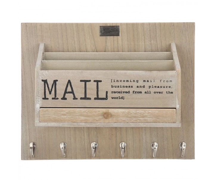 Přírodní box na poštu na zeď s nápisem Mail - 38*30*11 cm Collectione