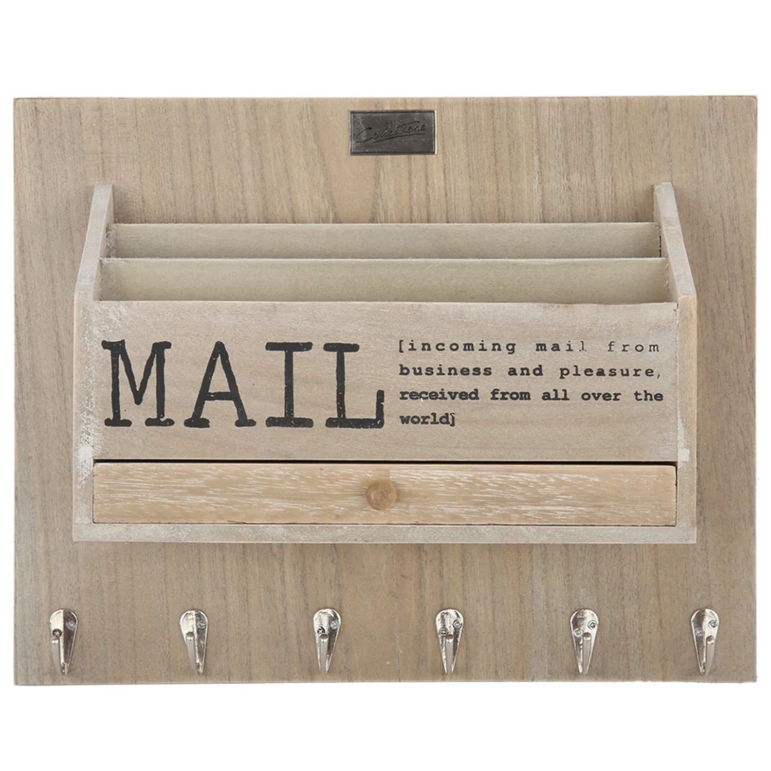 Přírodní box na poštu na zeď s nápisem Mail - 38*30*11 cm