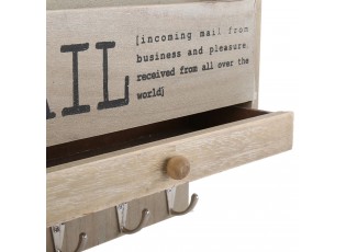Přírodní box na poštu na zeď s nápisem Mail - 38*30*11 cm