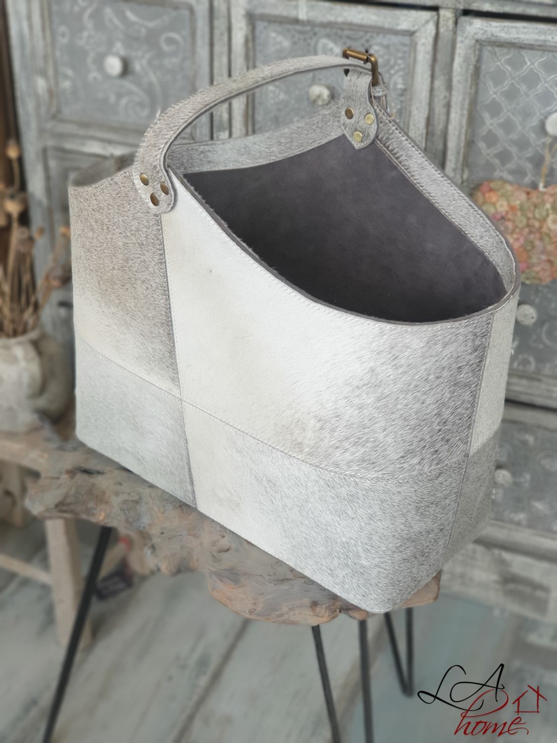 Kožený koš hovězí kůže šedá - 50*21*40cm Mars & More Kožený koš hovězí kůže šedá - 50*21*40cm Mars & More