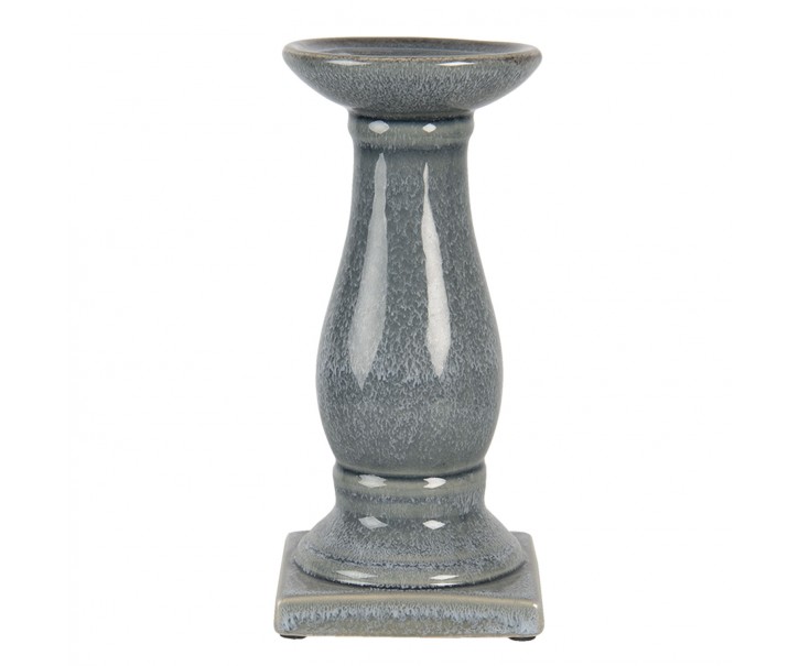 Šedo modrý mramorovaný svícen - Ø 12*25 cm Clayre & Eef
