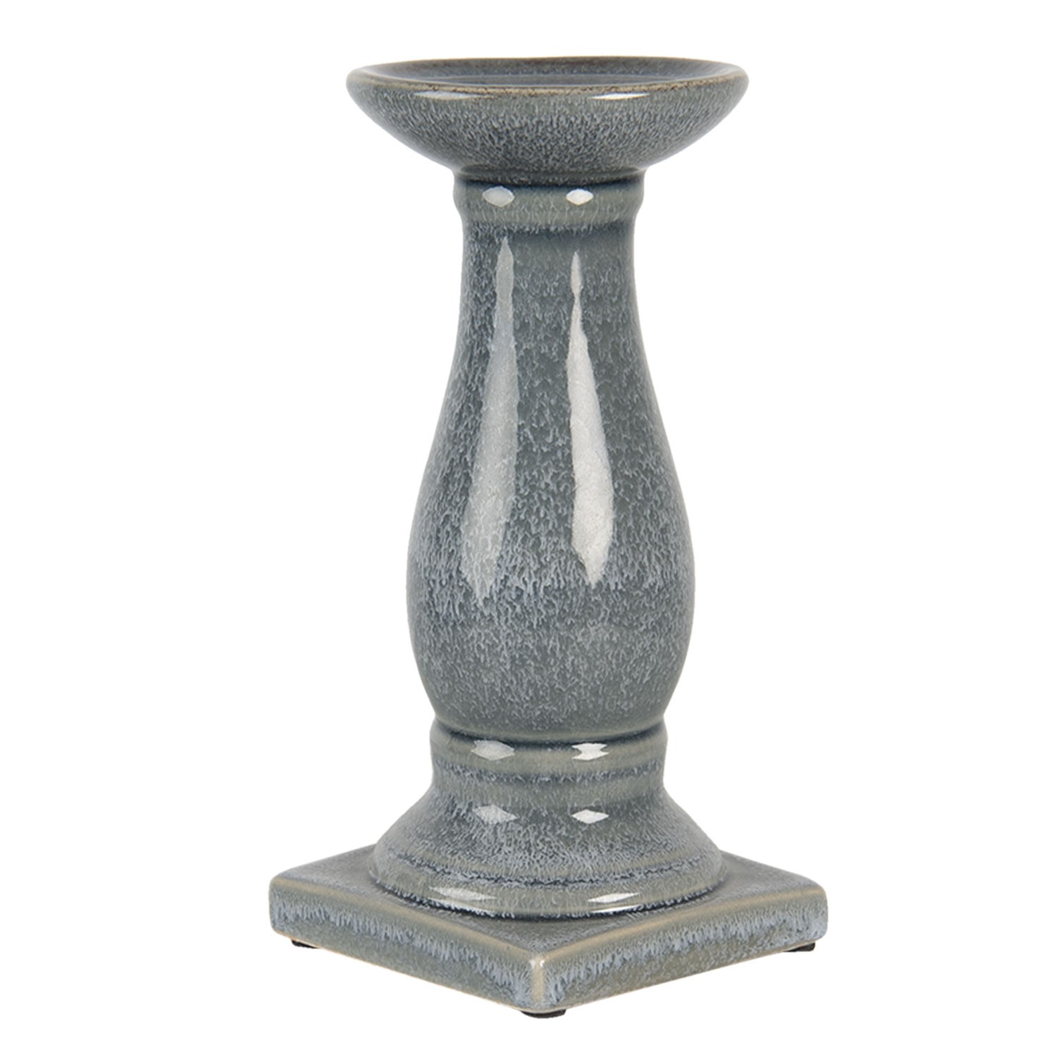Šedo modrý mramorovaný svícen - Ø 12*25 cm Clayre & Eef Šedo modrý mramorovaný svícen - Ø 12*25 cm Clayre & Eef