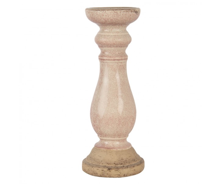 Světle růžový svícen se zdobenou nohou - Ø 14*36 cm Clayre & Eef