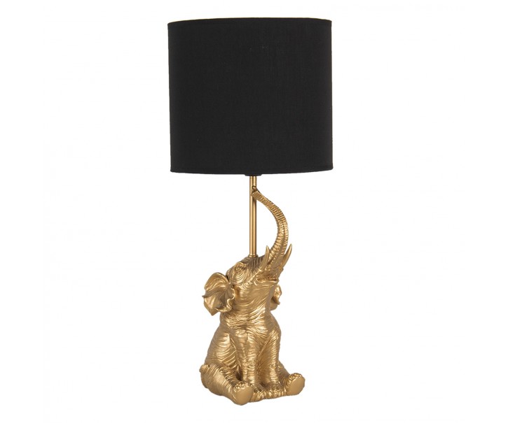 Zlato černá stolní lampa Slůně - Ø 20*46 cm / E27 Clayre & Eef
