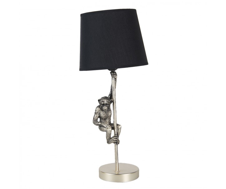 Stříbrno černá stolní lampa s opicí - Ø 20*49 cm E27 Clayre & Eef