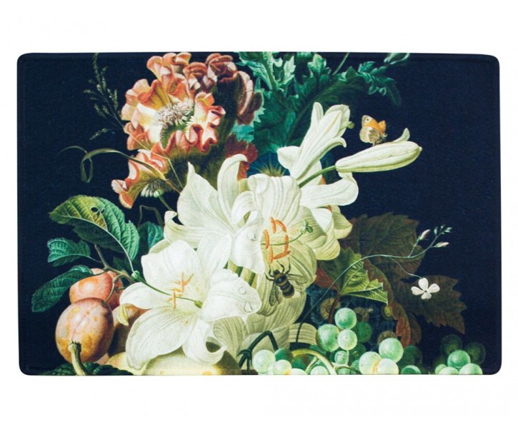 Černá rohožka s květy a ovocem - 75*50*1cm Mars & More 
