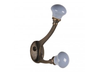 Nástěnný kovový háček s modrou knopkou - 5*3*9 cm