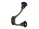 Nástěnný kovový háček s tmavě modrou knopkou - 5*3*9 cm Clayre & Eef