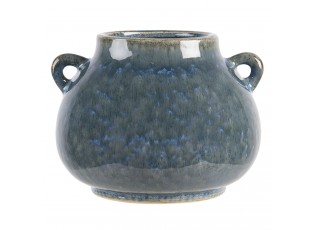 Modro zelený obal na květináč Flora s uchy - 21*20*16 cm