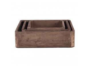 Dřevěný dekorativní podnos (sada 3 ks) - 24*24*6 / 20*20*6 / 16*16*6 cm