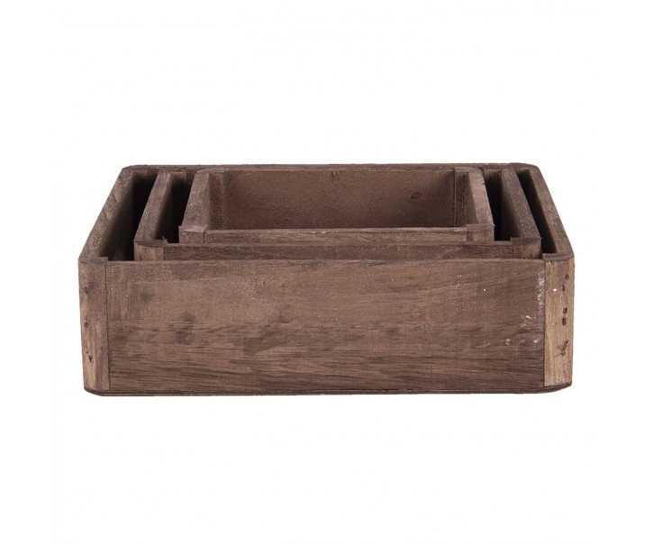 Dřevěný dekorativní podnos (sada 3 ks) - 24*24*6 / 20*20*6 / 16*16*6 cm Clayre & Eef