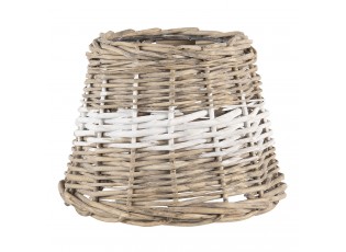 Hnědo bílé proutěné stínidlo na lampu - Ø 20*15 cm
