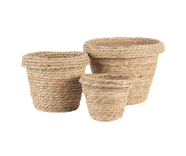 Sada 3 pletených košů - Ø 17*3 / Ø 14*3 / Ø 10*2 cm Clayre & Eef