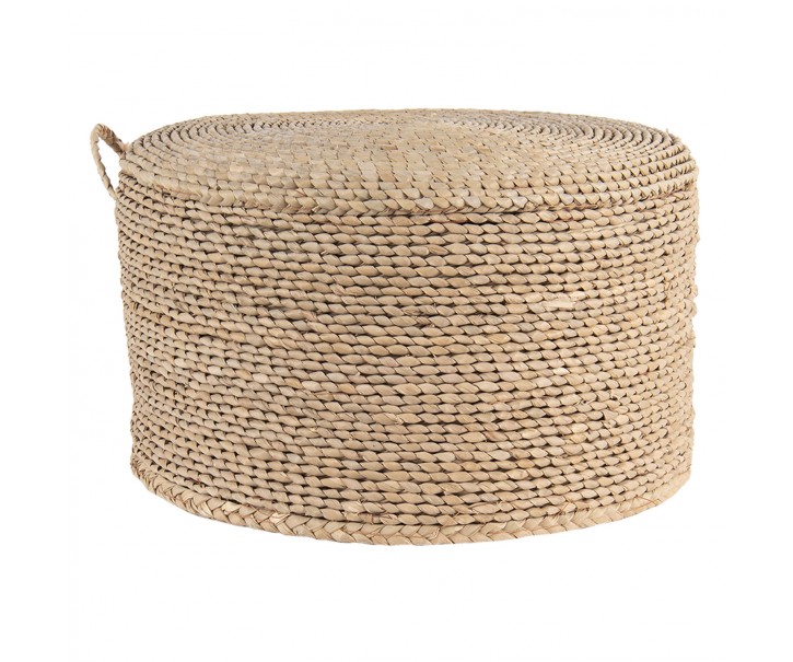 Přírodní pletený puf s háčkem - Ø 40*23 cm Clayre & Eef