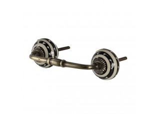 Ozdobné bílo černé madlo Julie - 14*4*3 cm