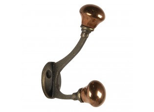 Nástěnný litinový háček s bronzovými koncovkami - 3*5*9 cm