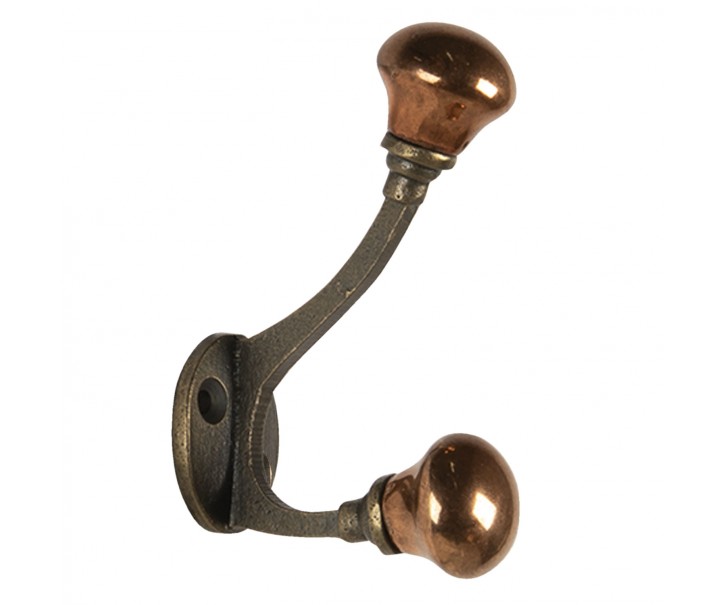 Nástěnný litinový háček s bronzovými koncovkami - 3*5*9 cm Clayre & Eef