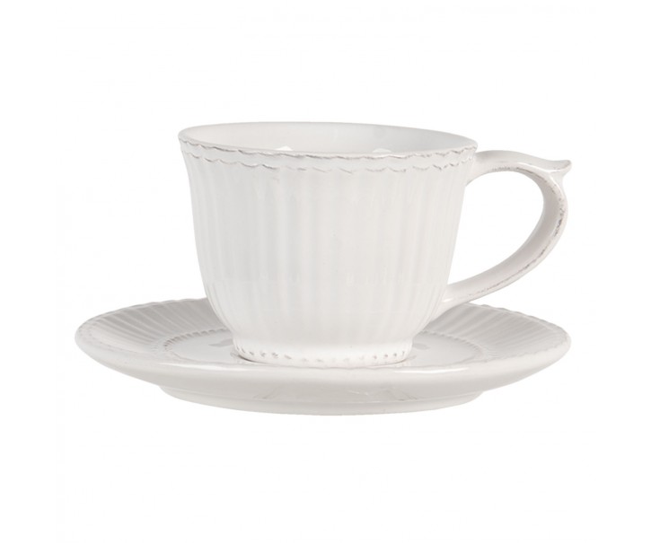 Krémový šálek s podšálkem Pure Line - Ø 15*8 cm / 0.12L Clayre & Eef