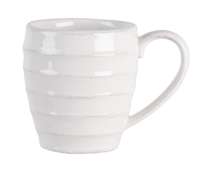 Bílý vroubkovaný hrneček Romantic Intense - 13*9*10 cm Clayre & Eef