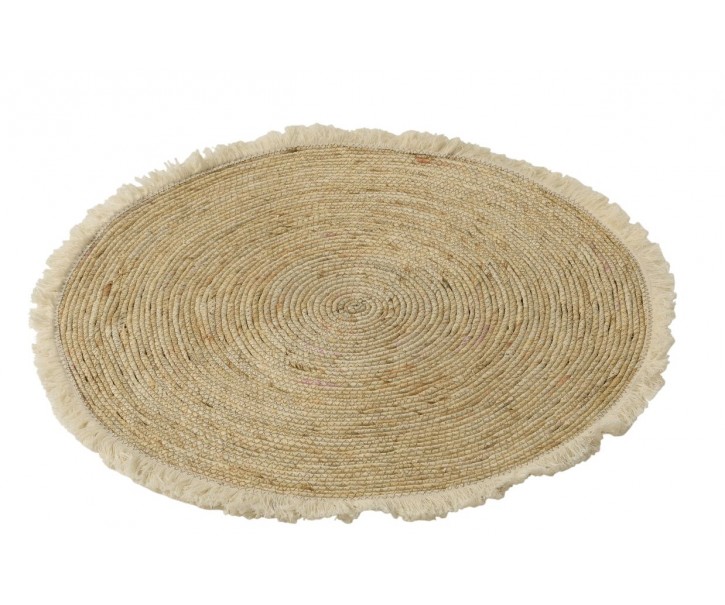 Přírodní kulatý koberec z mořské trávy s třásněmi - Ø 70*1 cm J-Line by Jolipa