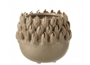 Béžovo-šedý keramický obal na květináč Ibiza - Ø 13*12cm