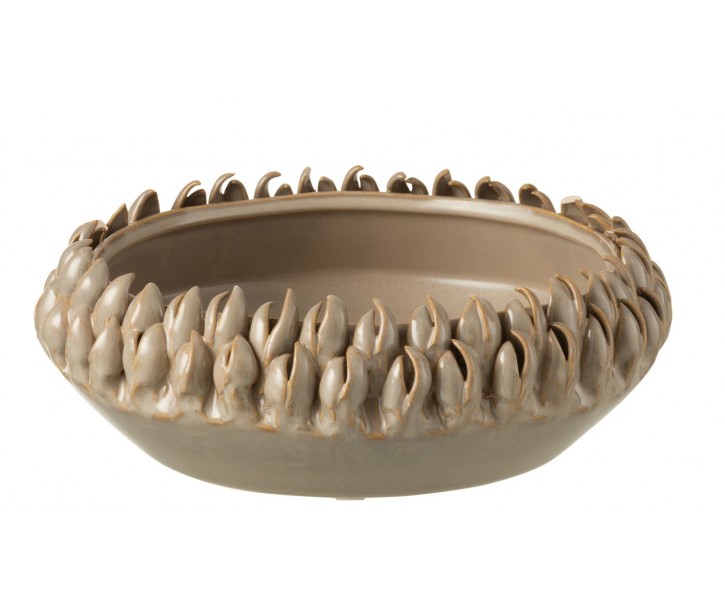 Béžovo-šedá keramická dekorační mísa Ibiza - Ø 23*8cm J-Line by Jolipa