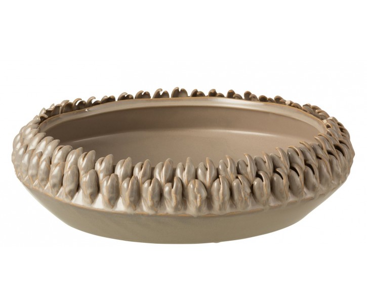 Béžovo-šedá keramická dekorační mísa Ibiza - Ø 36*10cm J-Line by Jolipa