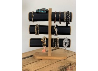 Černý náramek se stříbrným lemováním - Ø 6-8 cm