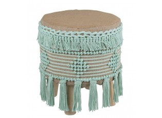 Béžovo - mintová stolička / podnožka Fringe mint - Ø 37*45cm