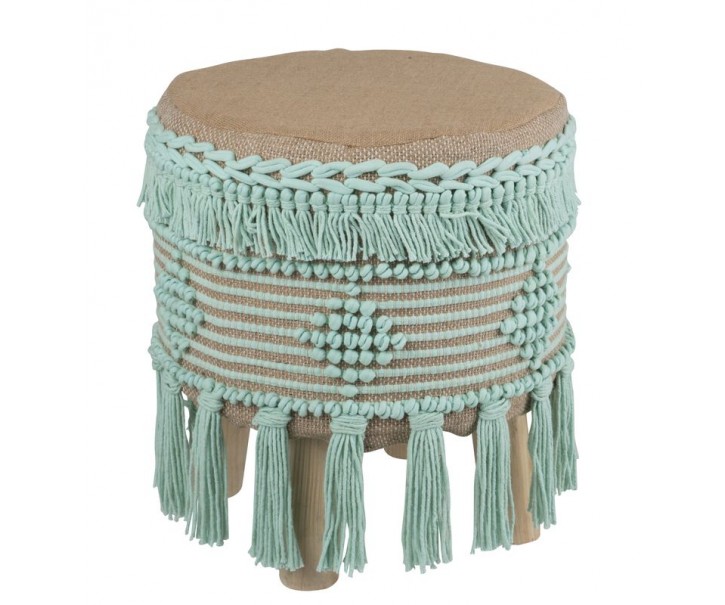 Béžovo - mintová stolička / podnožka Fringe mint - Ø 37*45cm J-Line by Jolipa