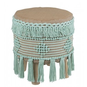 Béžovo - mintová stolička / podnožka Fringe mint - Ø 37*45cm