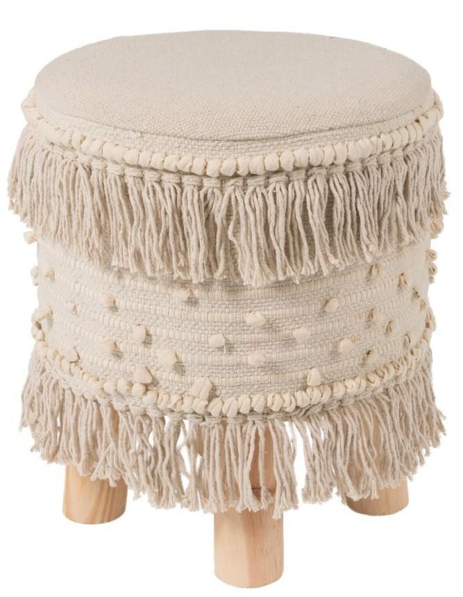 Stolička - podnožka Rond Ibiza Creme - Ø 35 * 40 cm