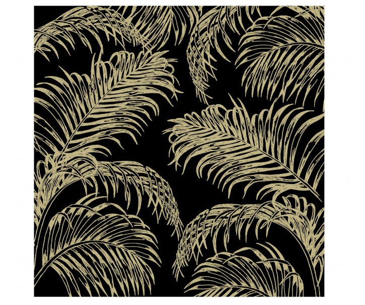 Černo-zlaté papírové ubrousky Palm - 33*33 cm (20ks) J-Line by Jolipa