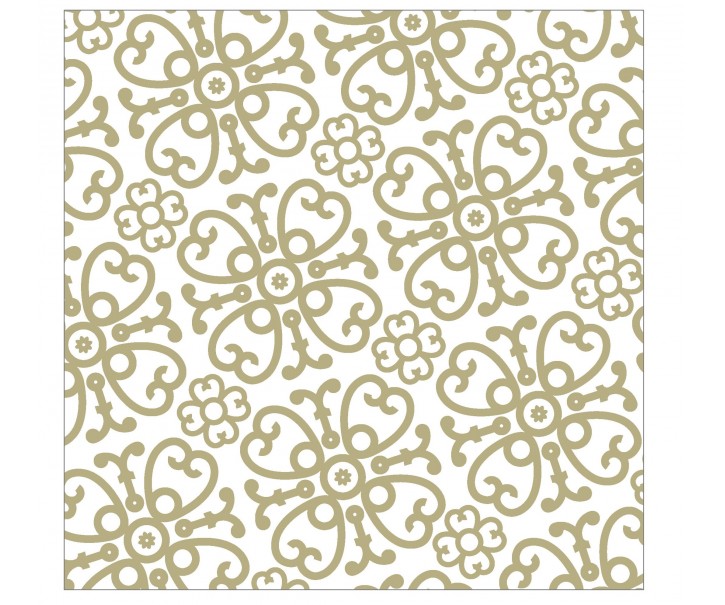 Bílo-zlaté papírové ubrousky Ornament - 33*33 cm (20ks) J-Line by Jolipa