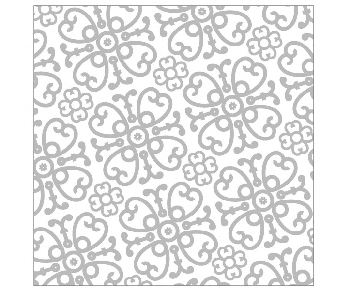 Bílo-stříbrné papírové ubrousky Ornament - 33*33 cm (20ks) J-Line by Jolipa