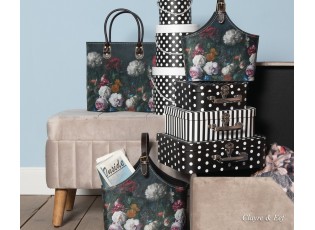 Tmavě tyrkysová květovaná vintage taška Colette - 29*14*26 cm