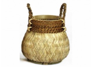 Přírodní bambusový košík s uchy Valen - Ø34*24 cm