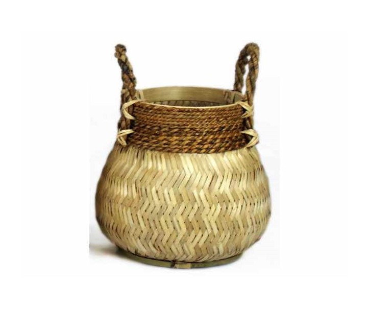 Přírodní bambusový košík s uchy - Ø34*24 cm Van der Leeden