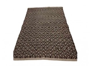 Přírodní jutový koberec s černým Diamond vzorem - 120*180cm