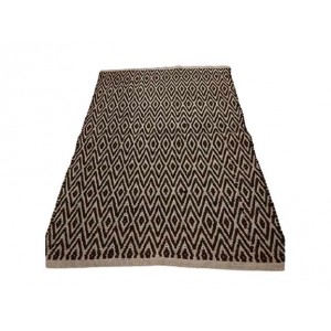 Přírodní jutový koberec s černým Diamond vzorem - 80*120cm
